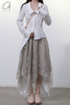 Marc Le Bihan lace embroidered skirt 2596 series plant dyeing France MLB-2596-ZZHUI PEARL GREY pearl gray lace embroidery